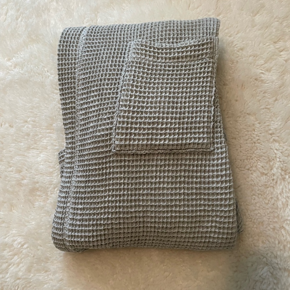 LL Bean Gray Waffle Knit bathrobe